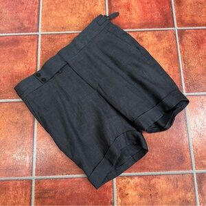 Isaia Napoli 100% Linen Men’s Charcoal Flat Front Shorts